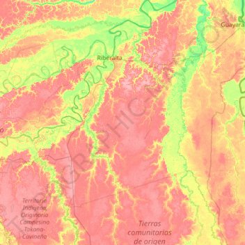 Municipio Riberalta topographic map, elevation, terrain