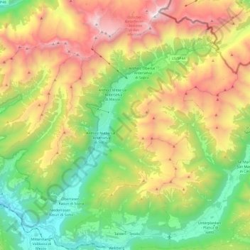 Rasun - Anterselva topographic map, elevation, terrain
