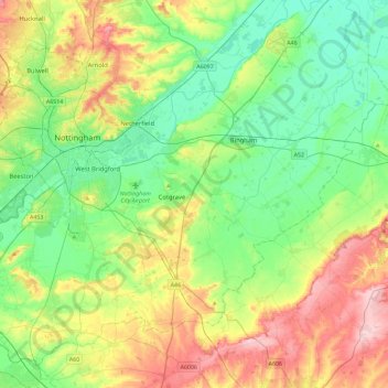 Rushcliffe topographic map, elevation, terrain