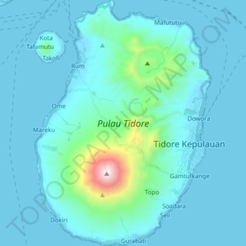 Pulau Tidore topographic map, elevation, terrain