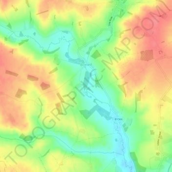 Boxted topographic map, elevation, terrain