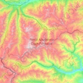 Nationalpark Gran Paradiso topographic map, elevation, terrain