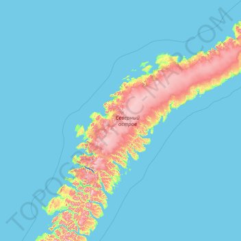Severny Island topographic map, elevation, terrain