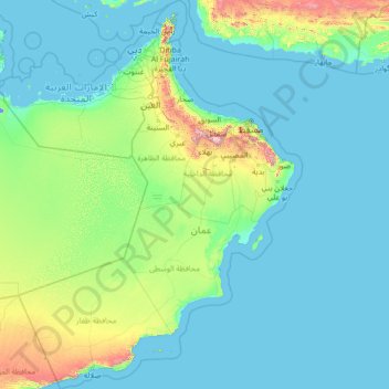 Oman topographic map, elevation, terrain