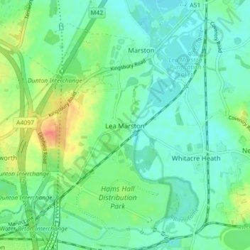 Lea Marston CP topographic map, elevation, terrain