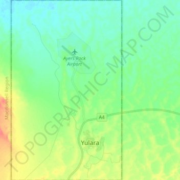 Yulara topographic map, elevation, terrain