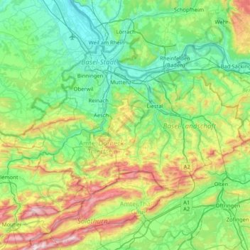 Basel-Landschaft topographic map, elevation, terrain