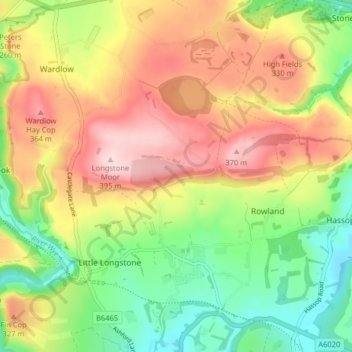 Great Longstone CP topographic map, elevation, terrain