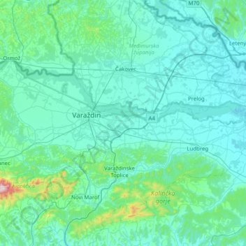 Plitvica topographic map, elevation, terrain