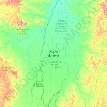 Ilha do Bananal topographic map, elevation, terrain