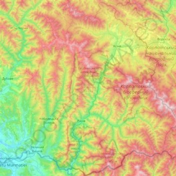 Рахівський район topographic map, elevation, terrain
