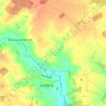 Rendham topographic map, elevation, terrain