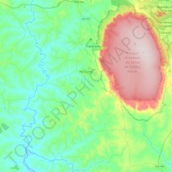 Rio Quente topographic map, elevation, terrain