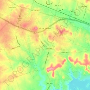 Harker Heights topographic map, elevation, terrain