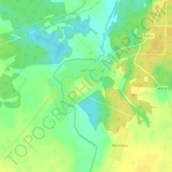 Цыпки topographic map, elevation, terrain