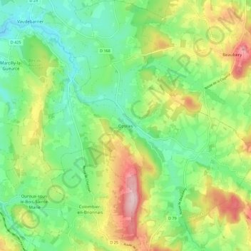 Ozolles topographic map, elevation, terrain