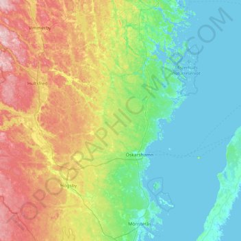 Oskarshamns kommun topographic map, elevation, terrain