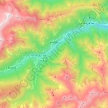 Calasca-Castiglione topographic map, elevation, terrain