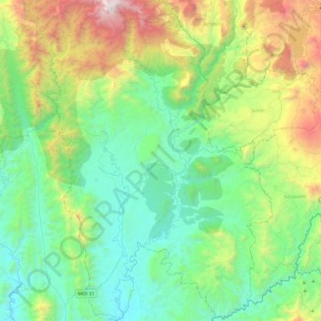 Tuzantla topographic map, elevation, terrain