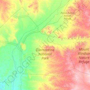 Diamantina National Park topographic map, elevation, terrain