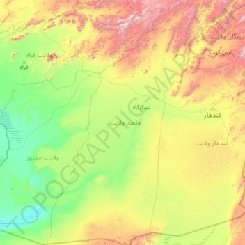 Helmand Province topographic map, elevation, terrain