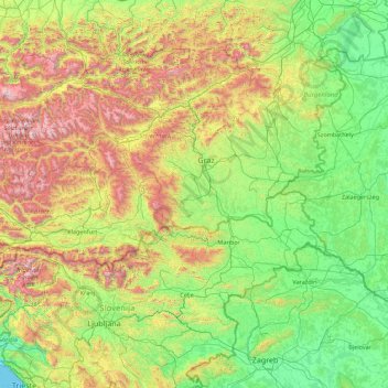 Río Mura topographic map, elevation, terrain