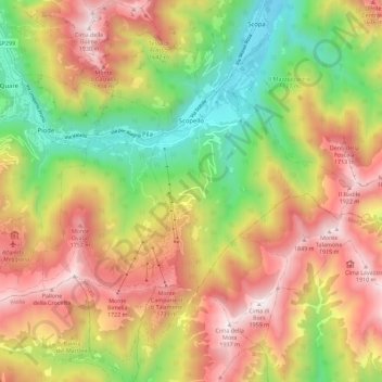 Scopello topographic map, elevation, terrain