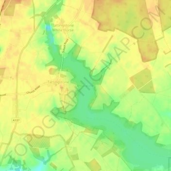 Alton Water topographic map, elevation, terrain