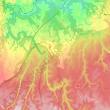 Wilton topographic map, elevation, terrain
