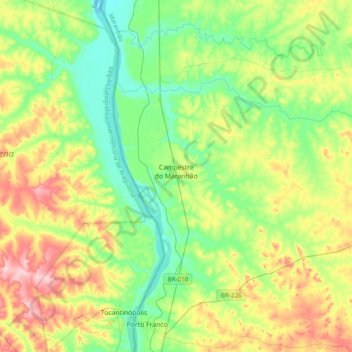 Campestre do Maranhão topographic map, elevation, terrain
