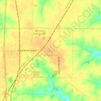 Moravia topographic map, elevation, terrain