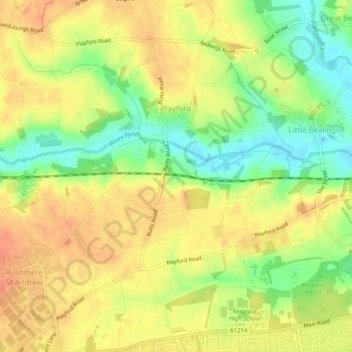 Playford topographic map, elevation, terrain