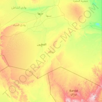 Mourzouq topographic map, elevation, terrain