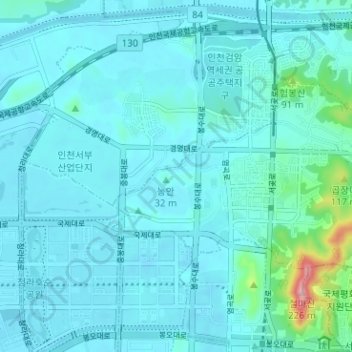 Yeonhui-dong topographic map, elevation, terrain