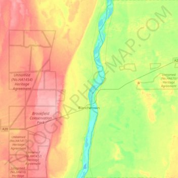 Blanchetown topographic map, elevation, terrain