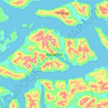 Isla James topographic map, elevation, terrain