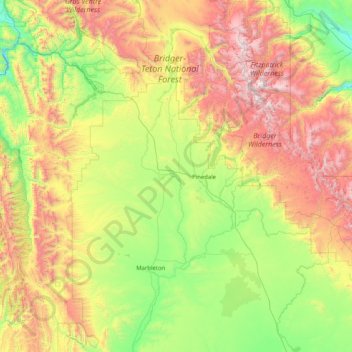Sublette County topographic map, elevation, terrain