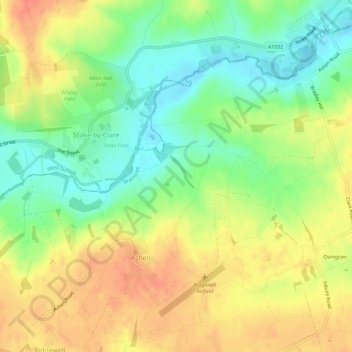 Ashen topographic map, elevation, terrain