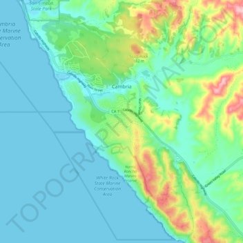 Cambria topographic map, elevation, terrain