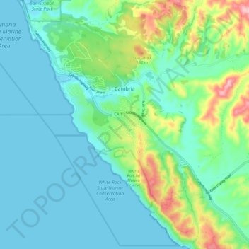 Cambria topographic map, elevation, terrain