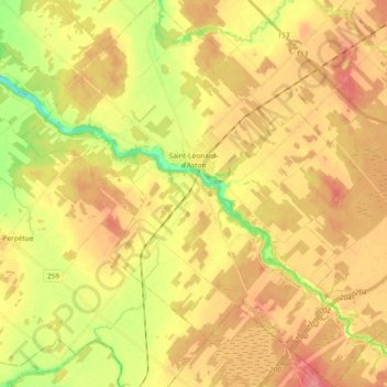 Saint-Léonard-d'Aston topographic map, elevation, terrain