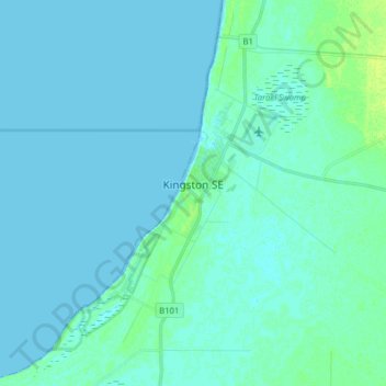 Kingston SE topographic map, elevation, terrain