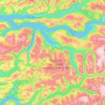 Gloppen topographic map, elevation, terrain