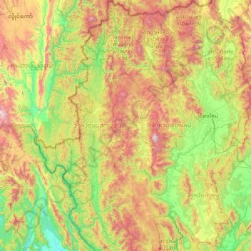 Mae Hong Son Province topographic map, elevation, terrain