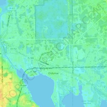 Oldsmar topographic map, elevation, terrain