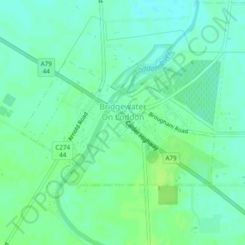 Bridgewater on Loddon topographic map, elevation, terrain