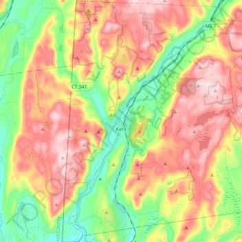 Kent topographic map, elevation, terrain