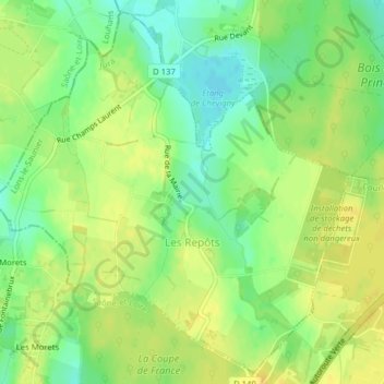 Les Repôts topographic map, elevation, terrain