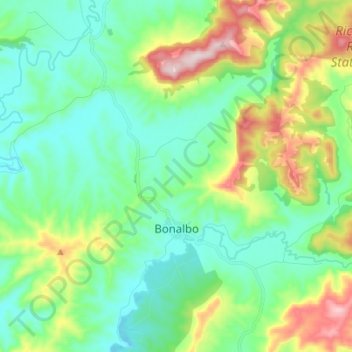 Bonalbo topographic map, elevation, terrain