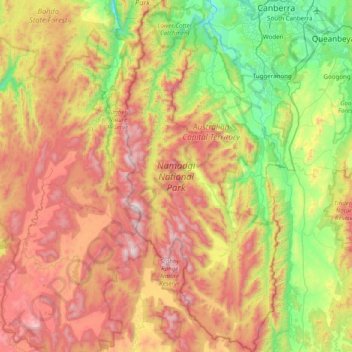 Namadgi National Park topographic map, elevation, terrain